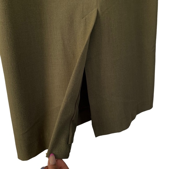 Vtg Haggar Pencil Skirt Olive Green Size 14 Made in Canada Retro Chic Mid Length - Picture 6 of 11